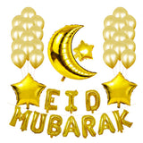 34 Piece Gold Eid Mubarak Foil Letter Balloons Eid Decoration Decor Gift Party Ideas