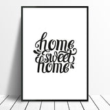 Home Sweet Home Monochrome Typography Wall Art Print