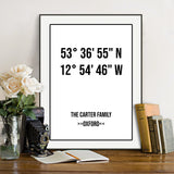 Personalised Home Coordinates Housewarming New House Gift Wall Art Print