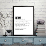 Personalised Home Definition Quote Monochrome Wall Art Print