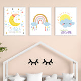 Set of 3 Colourful Pastel Children's Islamic Wall Art Print Kids Bedroom Nursery