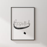 Black & Grey Start With Bismillah Letter Ba Abstract Islamic Wall Art Print Monochrome Ombre