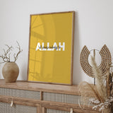 All Praise Belongs To Allah Mustard, White & Black Modern Islamic Wall Art Print Alhamdulillah