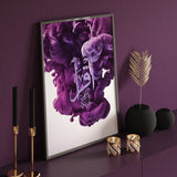 Purple Iqra Arabic Calligraphy Islamic Wall Art Print With Alcohol Ink Detail