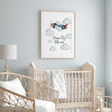 Dream Big Little One Plane Children's Wall Art Print Kids Bedroom Nursery