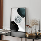 Emerald Green & Black Kalimah Abstract Arabic Calligraphy Modern Islamic Wall Art Print With Watercolour Paintbrush Detail & Gold Elements