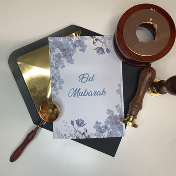 Eid Card Wax Sealed With Luxury Gold Foil Envelope Eid Mubarak Card English Calligraphy