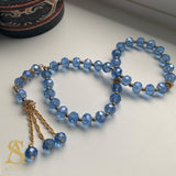 Light Blue & Gold Crystal Tasbih 33 Bead Tasbih Islamic Prayer Beads Eid Gift Ramadan Gift Nikah Favours Wedding Favours