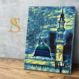 Gumbad Shareef Printed Stretched Canvas Islamic Wall Art Green Dome