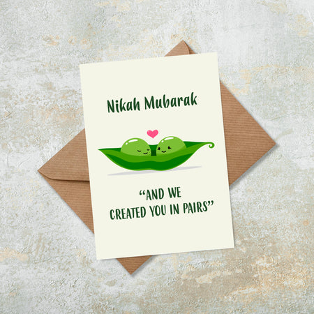 Nikah Mubarak Two Peas In A Pod Islamic Greeting Card Wedding Gift Quran Verse
