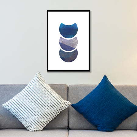 Blue Moons Abstract Nordic Wall Art Print