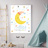 Allah Is Watching Over You Moon Colourful Pastel Children's Islamic Wall Art Print Kids Bedroom Nursery
