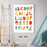 Multicoloured Children's English Alphabet Wall Art Print