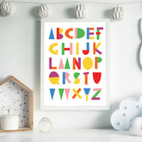 Multicoloured Children's English Alphabet Wall Art Print