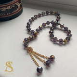 Purple & Gold Crystal Tasbih 33 Bead Tasbih Islamic Prayer Beads Eid Gift Ramadan Gift Nikah Favours Wedding Favours