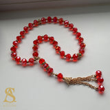 Red & Gold Crystal Tasbih 33 Bead Tasbih Islamic Prayer Beads Eid Gift Ramadan Gift Nikah Favours Wedding Favours