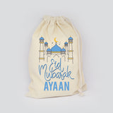 Personalised Blue Mosque Eid Sack For Eid Gifts / Eid Presents / Boys / Girls / Eid Mubarak Bag Eid Bag