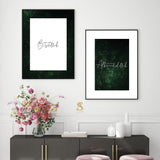 Set of 2 Start With Bismillah And End With Alhamdulillah Modern Minimalistic Abstract Emeral Green & White Wall Art Print