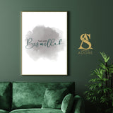 Emerald Green & Grey Watercolour Start With Bismillah Islamic Wall Art Print With Arabic Calligraphy Islamic Print