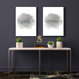 Set of 2 Start With Bismillah And End With Alhamdulillah Modern Minimalistic Abstract Emeral Green & Grey Wall Art Print