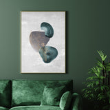 Vintage Green & Grey Abstract Home Modern Wall Art Print With Gold Elements
