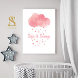 Shades Of Pink Personalised Cloud Children's Islamic Wall Art Print Kids Bedroom Nursery Girls Room Islamic Kids Print