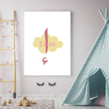 Personalised Cloud Arabic Children's Islamic Wall Art Print Kids Bedroom Nursery Girls Room Pink & Yellow Kids Islamic Print