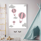 Pink Watercolor Hot Air Balloon Design For Children's Wall Art Print Kid's Print Bedroom Nursery Girls Room Children's Prints