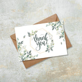 Green & Gold Floral Thank You Greeting Card