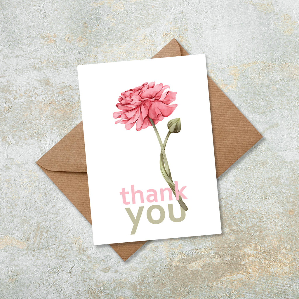 Pink Floral Thank You Greeting Card – Simply Adore - Modern ...