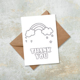 Kids Colour In Rainbow Thank You Greeting Card