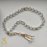 White & Gold Crystal Tasbih 33 Bead Tasbih Islamic Prayer Beads Eid Gift Ramadan Gift Nikah Favours Wedding Favours