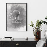 And He Found You Lost And Guided You Quranic Verse In Grey Watercolour Islamic Wall Art Print Prints
