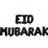 Set of 10 Large 16" (40cm) Black Eid Mubarak Foil Letter Balloons Eid Decoration Decor Gift Party Ideas