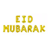Set of 10 Large 16" (40cm) Gold Eid Mubarak Foil Letter Balloons Eid Decoration Decor Gift Party Ideas
