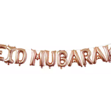 Set of 10 Large 16" (40cm) Rose Gold Eid Mubarak Foil Letter Balloons Eid Decoration Decor Gift Party Ideas