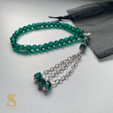Mini Emerald Green & Silver Tasbih 33 Bead Tasbih Islamic Prayer Beads Eid Gift Ramadan Gift Nikah Favours Wedding Favours Kids