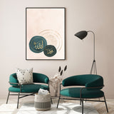 Set of 2 Pink & Green Nordic Abstract Elements Allah & Muhammad Islamic Wall Art Prints For Kids Bedroom Nursery