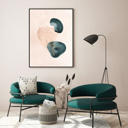 Emerald Green & Pink Nordic Abstract Wall Art Print