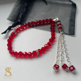 Mini Red & Silver Tasbih 33 Bead Tasbih Islamic Prayer Beads Eid Gift Ramadan Gift Nikah Favours Wedding Favours Kids